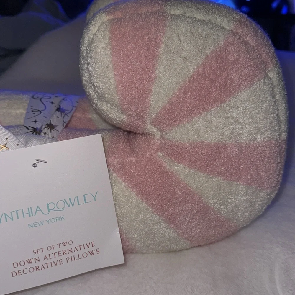 Cynthia Rowley PINK & WHITE Candy Cane Pillows